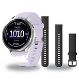 Garmin Venu 4 41mm Smartwatch + Quick Release 18mm Band Package — Silver / Periwinkle