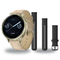Garmin Venu 4 41mm Smartwatch + Quick Release 18mm Band Package — Lunar Gold / Bone Silicone + Light Sand Leather