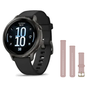 Garmin Venu 4 41mm Smartwatch + Quick Release 18mm Band Package — Slate / Black Silicone