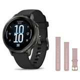 Garmin Venu 4 41mm Smartwatch + Quick Release 18mm Band Package — Slate / Black Silicone