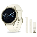 Garmin Venu 4 41mm Smartwatch + Quick Release 18mm Band Package — Lunar Gold / Bone Silicone