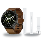 Garmin Venu 4 45mm Smartwatch + Quick Release 22mm Band Package — Slate / Silicone + Leather Bundle