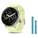 Garmin Venu 4 45mm Smartwatch + Quick Release 22mm Band Package — Silver / Citron