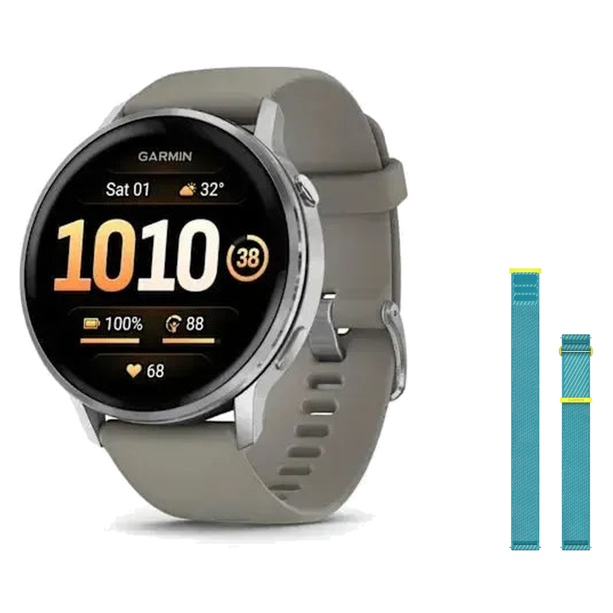 Garmin Venu 4 45mm Smartwatch + Quick Release 22mm Band Package — Silver / Silver Gray