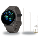Garmin vivoactive 6 Smartwatch + Quick Release 20mm Band Package — Slate with Pebble Gray Band