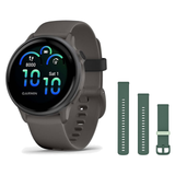 Garmin vivoactive 6 Smartwatch + Quick Release 20mm Band Package — Slate with Pebble Gray Band