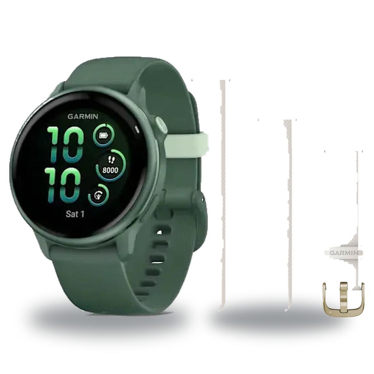 Garmin vivoactive 6 Smartwatch + Quick Release 20mm Band Package — Metallic Jasper Green