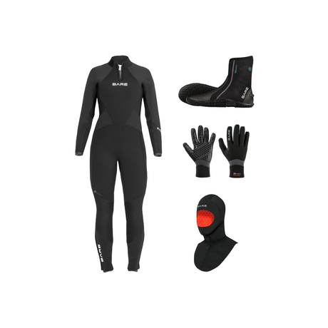 Bare Evoke 5mm Thermal Package – Womens Wetsuit + Hood + Gloves + Boots — Black