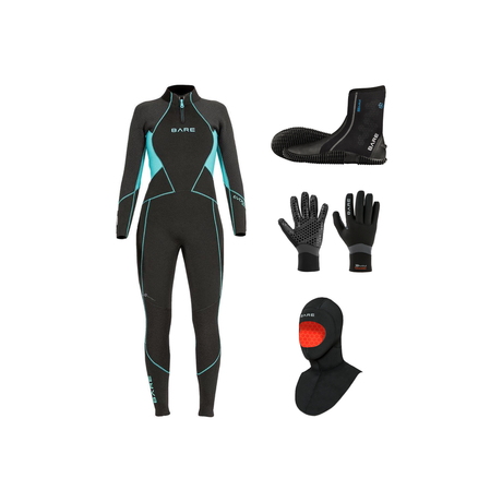 Bare Evoke 5mm Thermal Package – Womens Wetsuit + Hood + Gloves + Boots — Aqua
