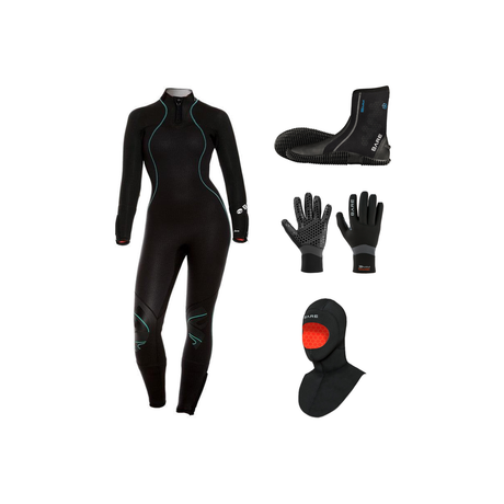 Bare Nixie Ultra 3/2mm Thermal Package – Womens Wetsuit + Hood + Gloves + Boots — includes Bare 3/2 MM Nixie Ultra OMNIRED I…