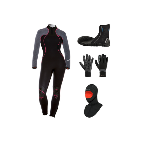 Bare Nixie Ultra 3/2mm Thermal Package – Womens Wetsuit + Hood + Gloves + Boots — Grey Heather