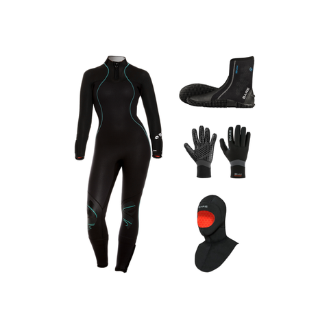 Bare Nixie Ultra 5mm Thermal Package – Womens Wetsuit + Hood + Gloves + Boots