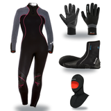 Bare Nixie Ultra 5mm Thermal Package – Womens Wetsuit + Hood + Gloves + Boots — Grey Heather