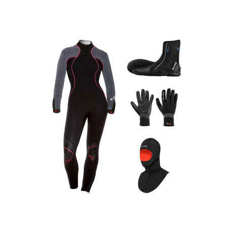 Bare Nixie Ultra 5mm Thermal Package – Womens Wetsuit + Hood + Gloves + Boots — Grey Heather