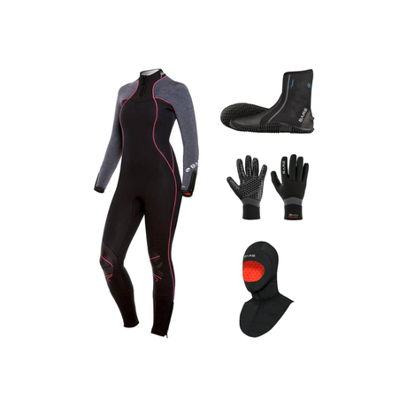 Bare Nixie Ultra 7mm Thermal Package – Womens Wetsuit + Hood + Gloves + Boots — Grey Heather