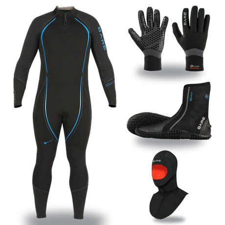 Bare Reactive 3mm Thermal Package – Mens Wetsuit + Hood + Gloves + Boots — Blue