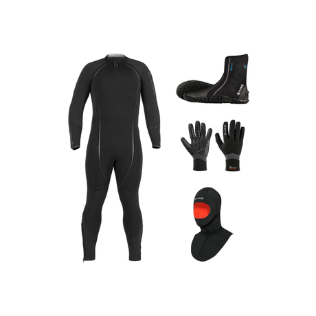 Bare Reactive 5mm Thermal Package – Mens Wetsuit + Hood + Gloves + Boots — includes Bare 5mm Reactive Full Wetsuit Mens, Bar…