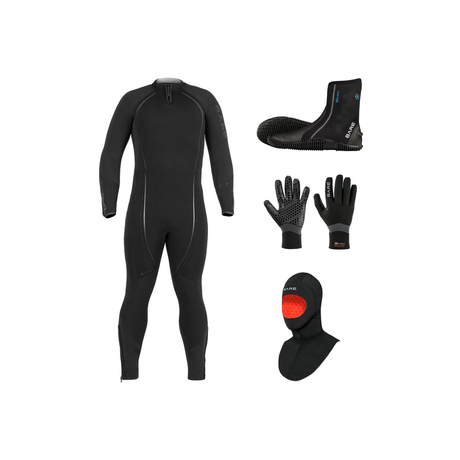 Bare Reactive 5mm Thermal Package – Mens Wetsuit + Hood + Gloves + Boots — includes Bare 5mm Reactive Full Wetsuit Mens, Bar…
