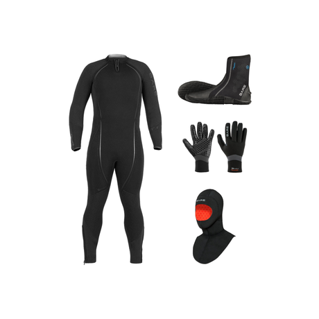 Bare Reactive 7mm Thermal Package – Mens Wetsuit + Hood + Gloves + Boots — includes Bare 7mm Reactive Full Wetsuit Mens, Bar…