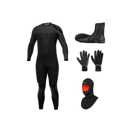 Bare Revel 7mm Thermal Package – Mens Wetsuit + Hood + Gloves + Boots — includes Bare 7mm Revel Neoprene Multi-Sport Mens Fu…