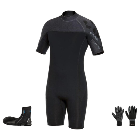 Bare Revel 2mm Warm Water Package – Mens Shorty + Gloves + Boots