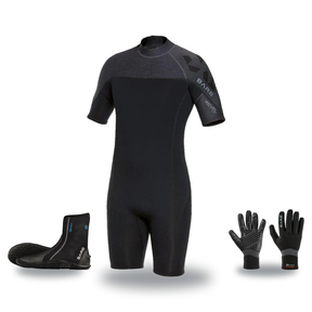Bare Revel 2mm Warm Water Package – Mens Shorty + Gloves + Boots