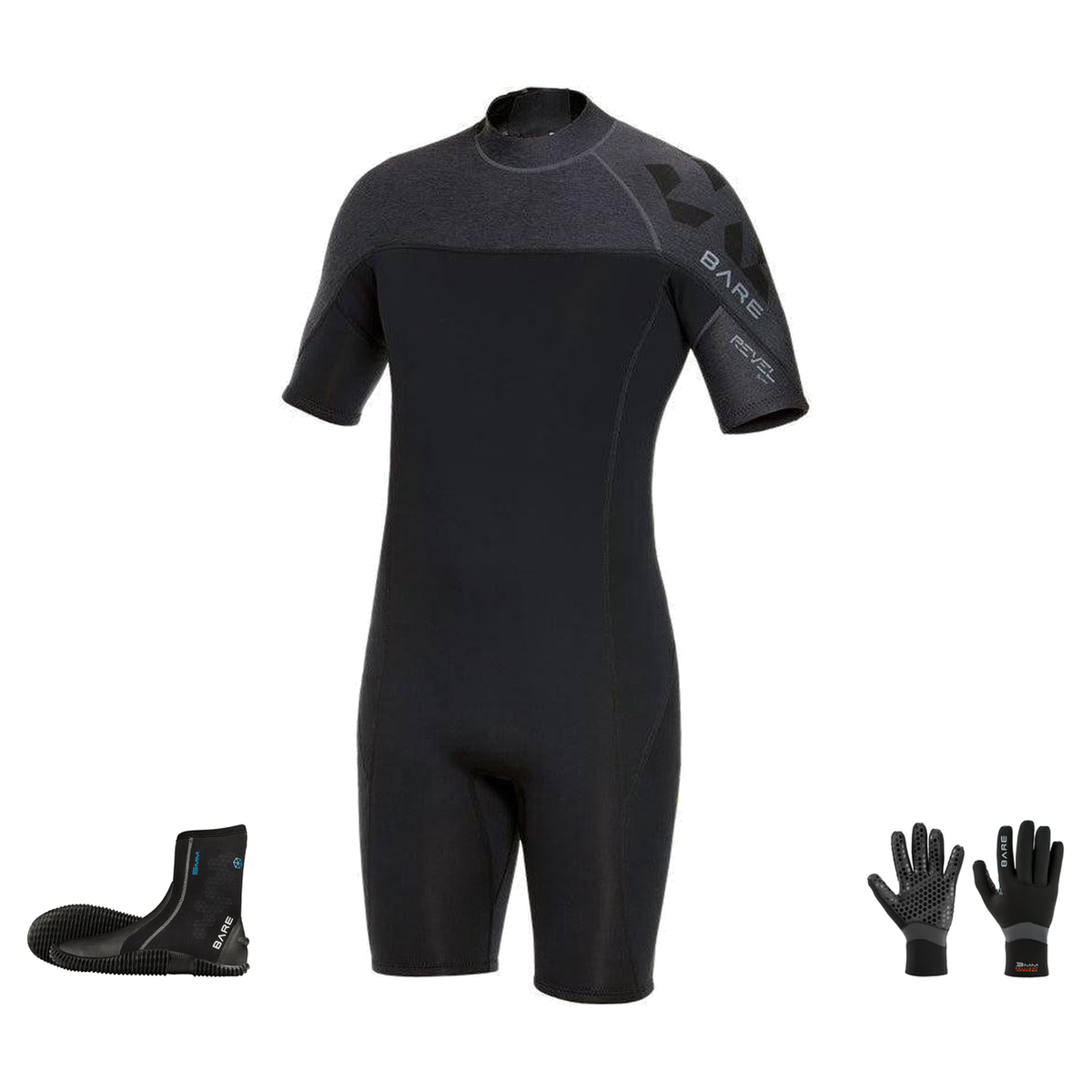 Bare Revel 2mm Warm Water Package – Mens Shorty + Gloves + Boots