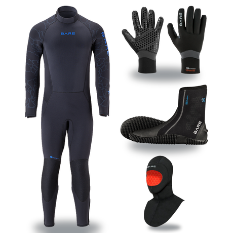Bare Velocity Ultra 2.0 5mm Thermal Package – Mens Wetsuit + Hood + Gloves + Boots — Blue