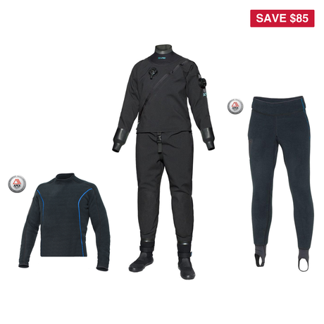 Bare Drysuit Package – Aqua-Trek 1 Women's Tech Drysuit + SB System Mid Layer Top + SB System Mid Layer Pants — includes Bar…