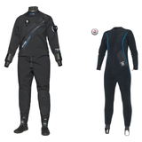 Bare Drysuit Package – Trilam Tech Men's Drysuit + SB System Mid Layer Full — Black