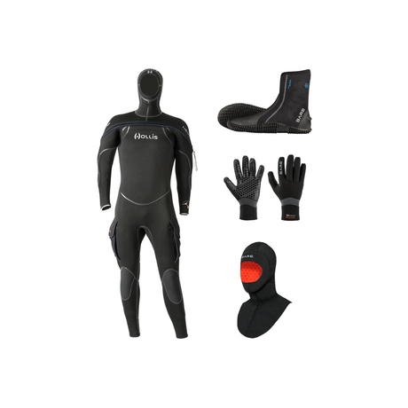 Hollis Neotek Semi-Dry Thermal Package – Wetsuit + Hood + Gloves + Boots — includes Hollis Neotek V2 Semi-Dry Unisex Scuba D…