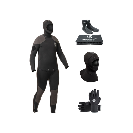 Scubapro Classico 7.5/6mm Thermal Package – Mens Wetsuit + Hood + Gloves + Boots — includes Scubapro Classico 7.5mm/6.0mm EN…