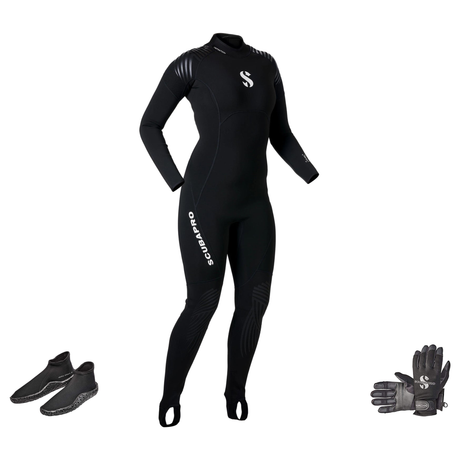 Scubapro Definition 1mm Warm Water Package – Womens Wetsuit + Gloves + Boots — includes Scubapro Definition Steamer 1 mm Wom…
