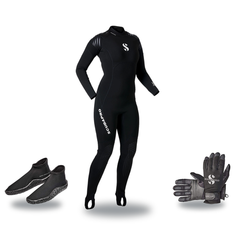 Scubapro Definition 1mm Warm Water Package – Womens Wetsuit + Gloves + Boots — includes Scubapro Definition Steamer 1 mm Wom…