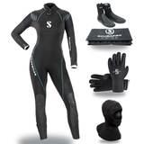 Scubapro Definition 5mm Thermal Package – Womens Wetsuit + Hood + Gloves + Boots — includes Scubapro Definition Steamer 5mm…