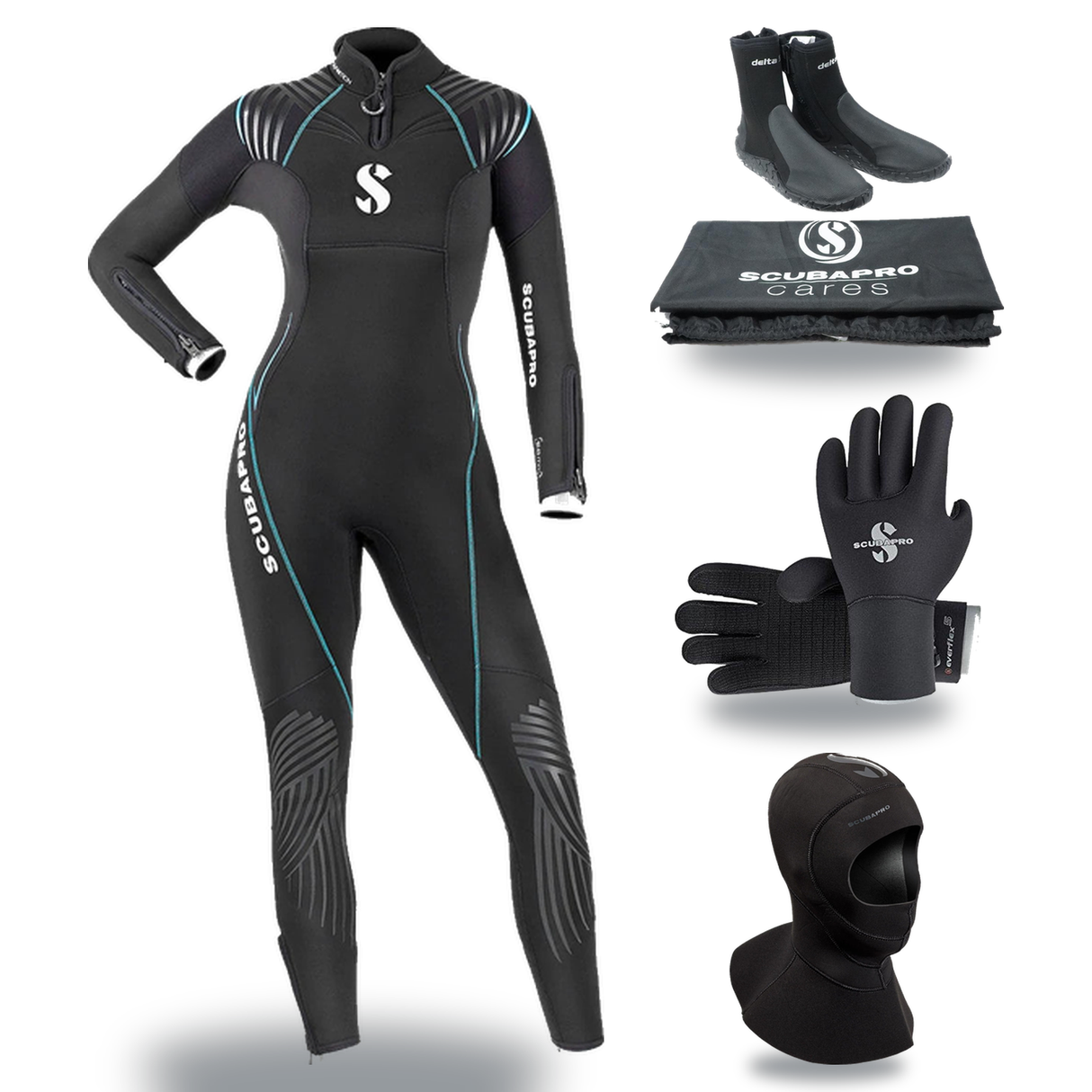 Scubapro Definition 5mm Thermal Package – Womens Wetsuit + Hood + Gloves + Boots — includes Scubapro Definition Steamer 5mm…