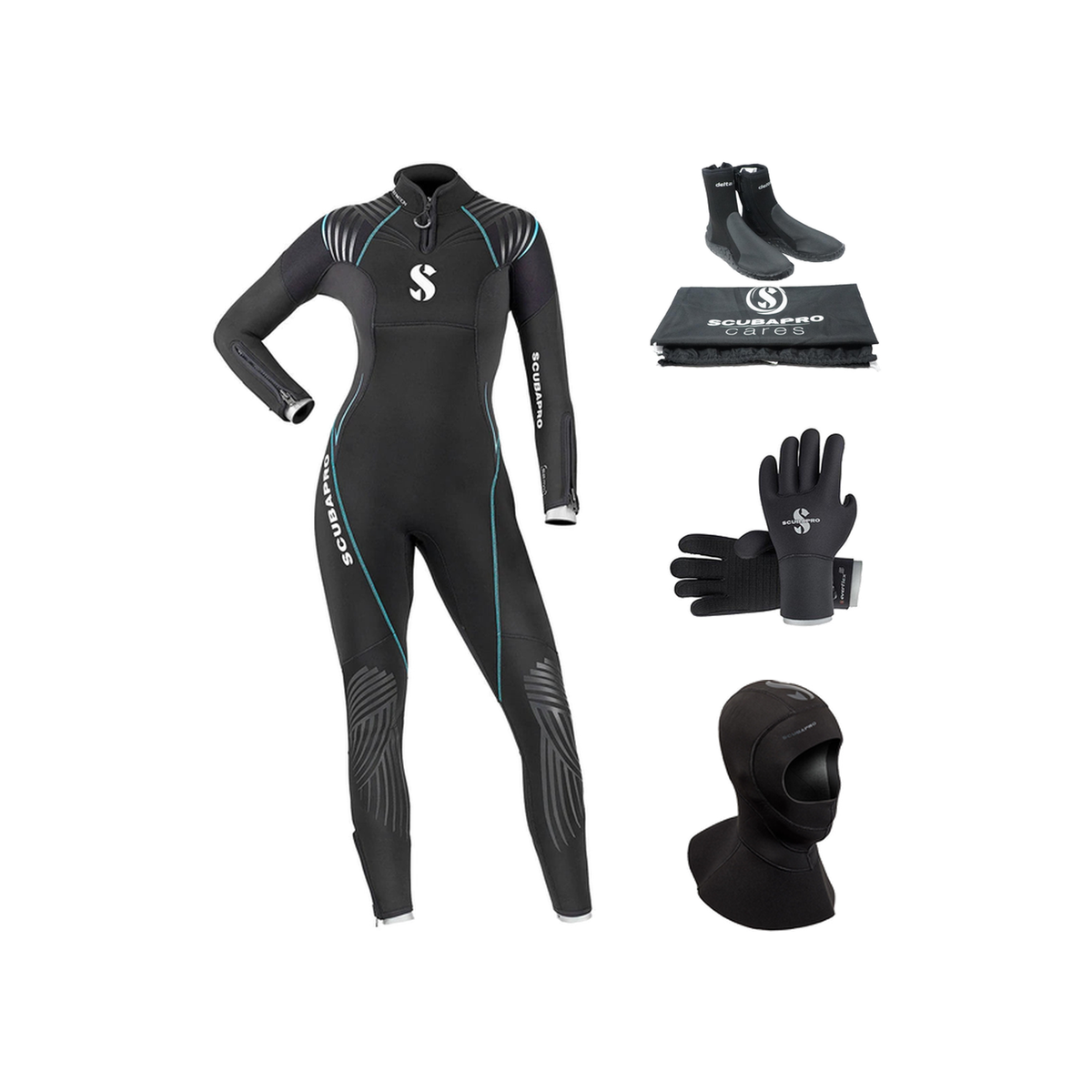 Scubapro Definition 5mm Thermal Package – Womens Wetsuit + Hood + Gloves + Boots — includes Scubapro Definition Steamer 5mm…
