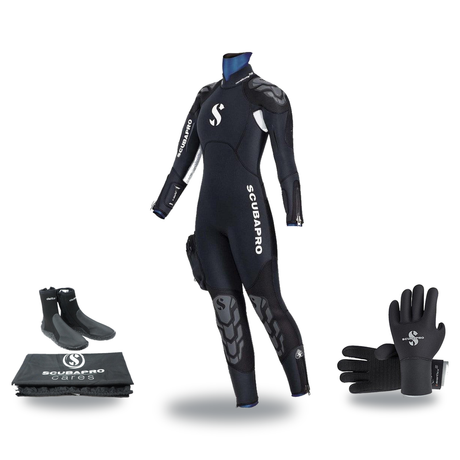 Scubapro Novascotia 7.5mm Semi-Dry Thermal Package – Womens Hooded Wetsuit + Gloves + Boots — includes Scubapro Novascotia S…