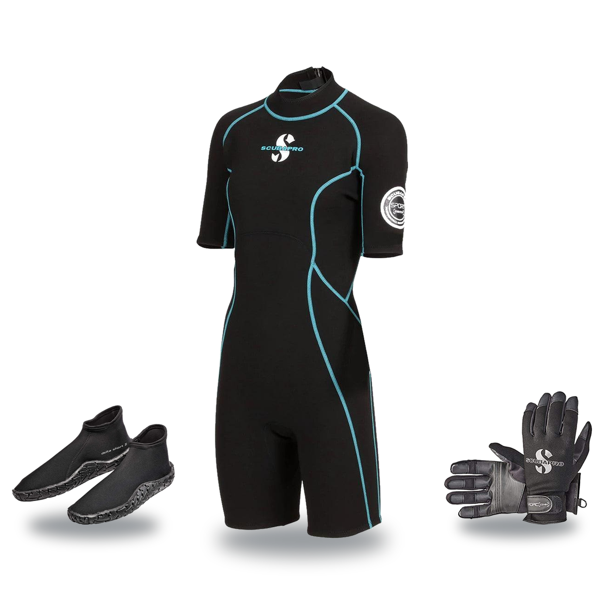 Scubapro Sport 2mm Warm Water Package – Womens Shorty + Gloves + Boots — includes Scubapro Sport Shorty 2 MM Womens Shorty S…