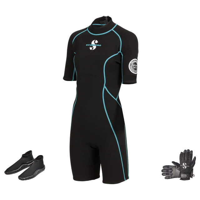 Scubapro Sport 2mm Warm Water Package – Womens Shorty + Gloves + Boots — includes Scubapro Sport Shorty 2 MM Womens Shorty S…