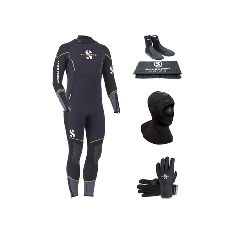 Scubapro Sport Steamer 5mm Thermal Package – Mens Wetsuit + Hood + Gloves + Boots