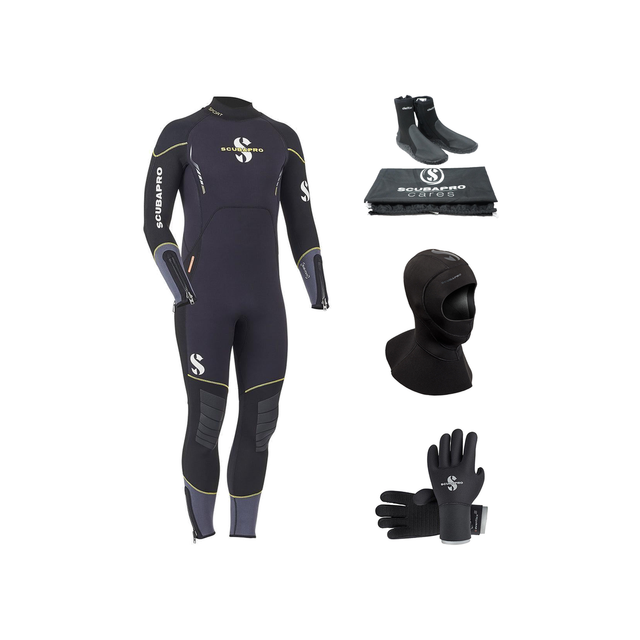 Scubapro Sport Steamer 5mm Thermal Package – Mens Wetsuit + Hood + Gloves + Boots — includes Scubapro Sport Steamer 5mm Bzip…