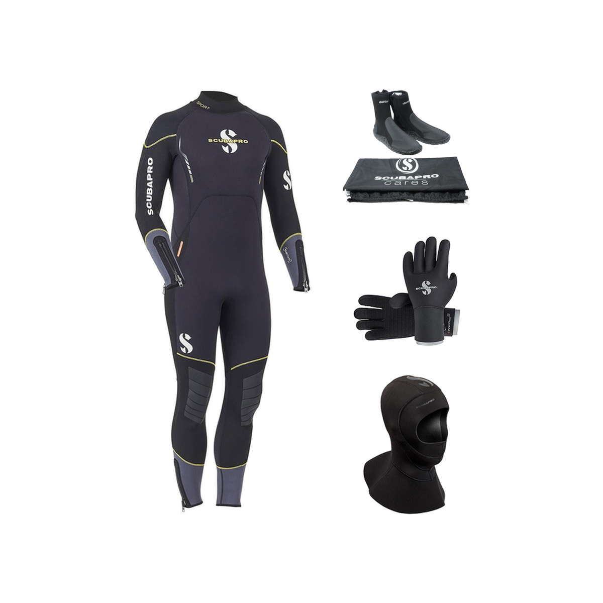 Scubapro Sport Steamer 5mm Thermal Package – Mens Wetsuit + Hood + Gloves + Boots