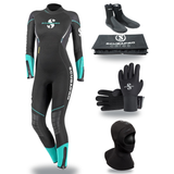 Scubapro Sport Steamer 5mm Thermal Package – Womens Wetsuit + Hood + Gloves + Boots — includes Scubapro Sport Steamer 5mm Bz…