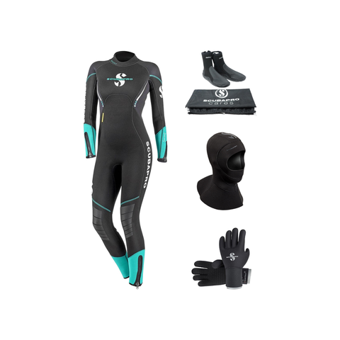 Scubapro Sport Steamer 5mm Thermal Package – Womens Wetsuit + Hood + Gloves + Boots