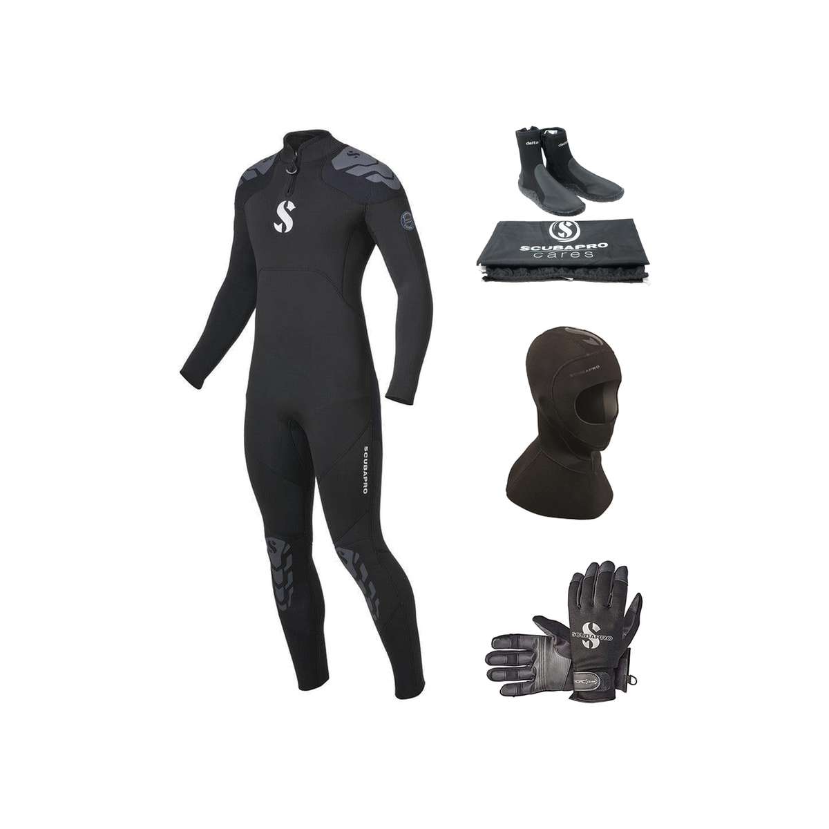 Scubapro Everflex Yulex 3/2mm Thermal Package – Mens Wetsuit + Hood + Gloves + Boots — includes Scubapro Everflex Yulex Stea…