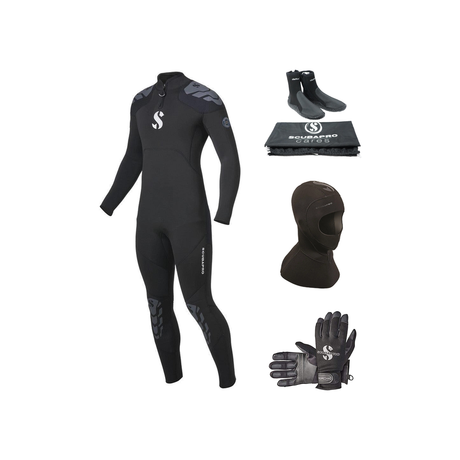 Scubapro Everflex Yulex 3/2mm Thermal Package – Mens Wetsuit + Hood + Gloves + Boots — includes Scubapro Everflex Yulex Stea…