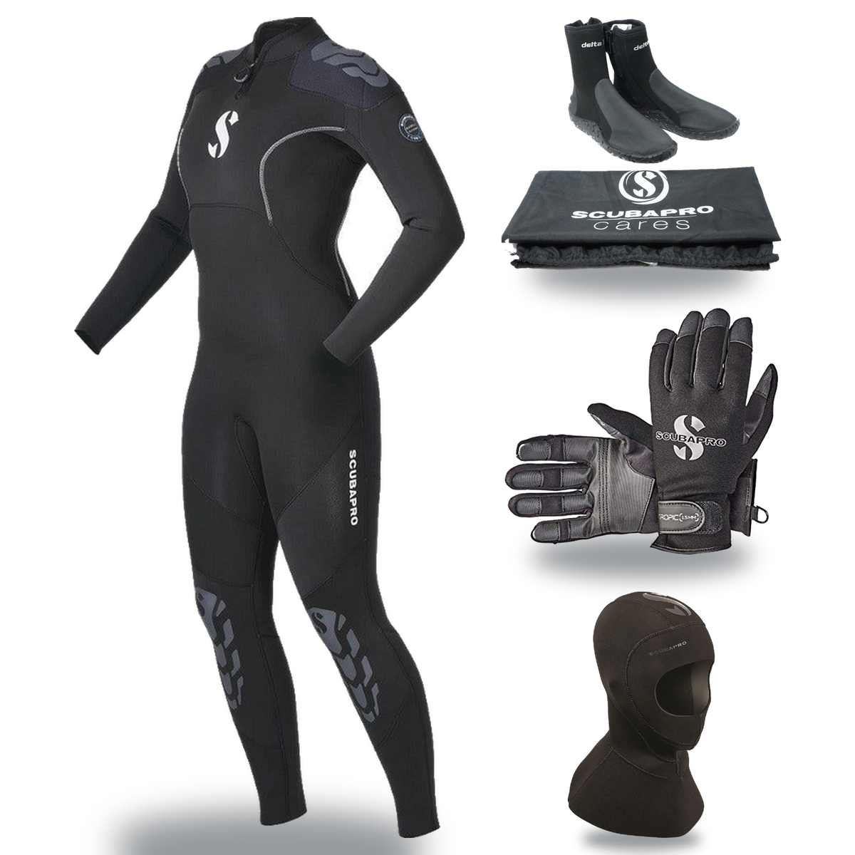 Scubapro Everflex Yulex 3/2mm Thermal Package – Womens Wetsuit + Hood + Gloves + Boots — includes Scubapro Everflex Yulex St…