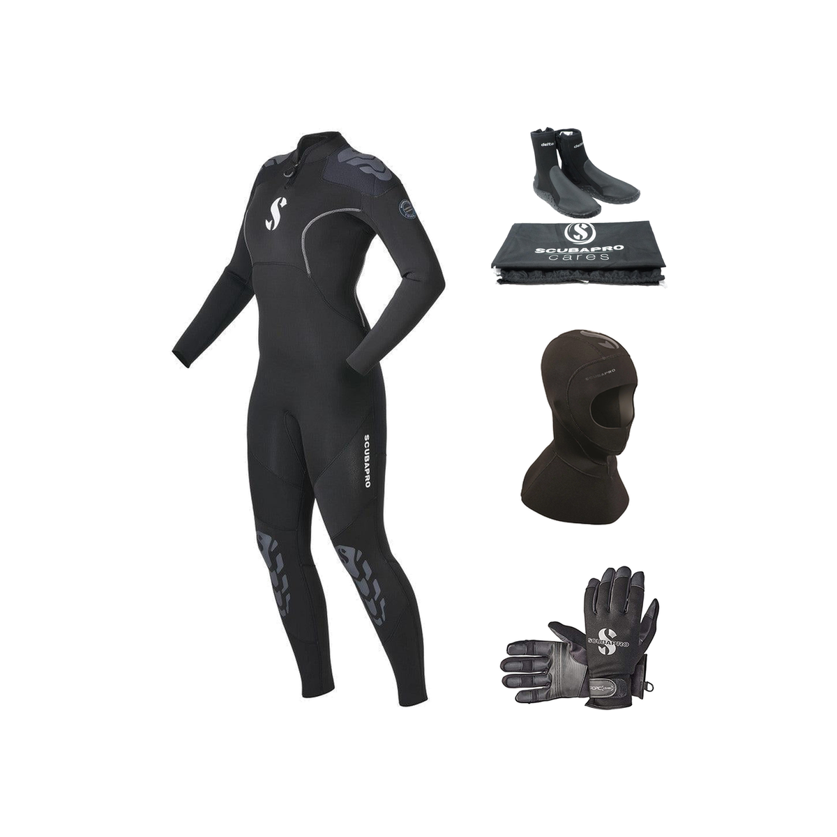 Scubapro Everflex Yulex 3/2mm Thermal Package – Womens Wetsuit + Hood + Gloves + Boots — includes Scubapro Everflex Yulex St…