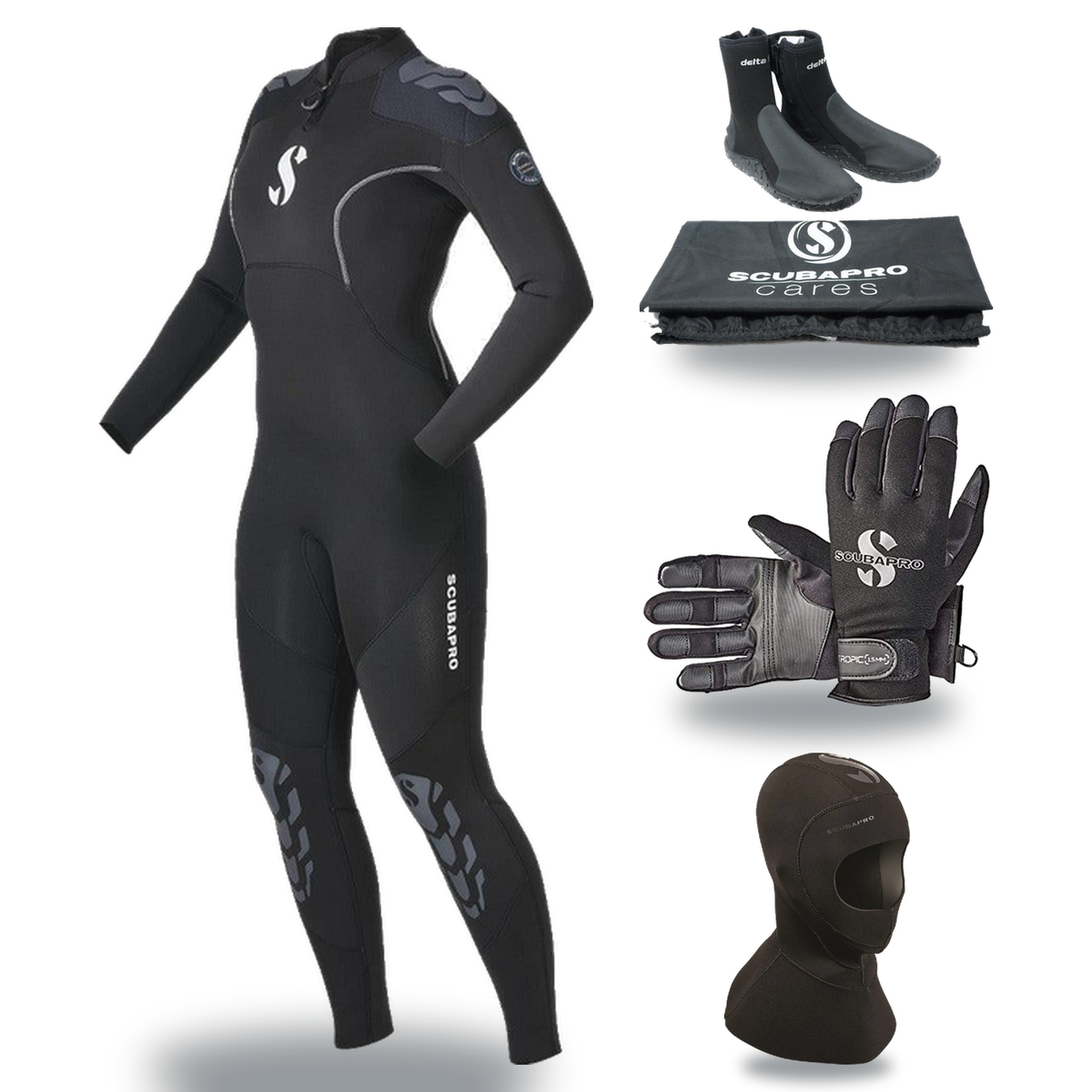 Scubapro Everflex Yulex 3/2mm Thermal Package – Womens Wetsuit + Hood + Gloves + Boots